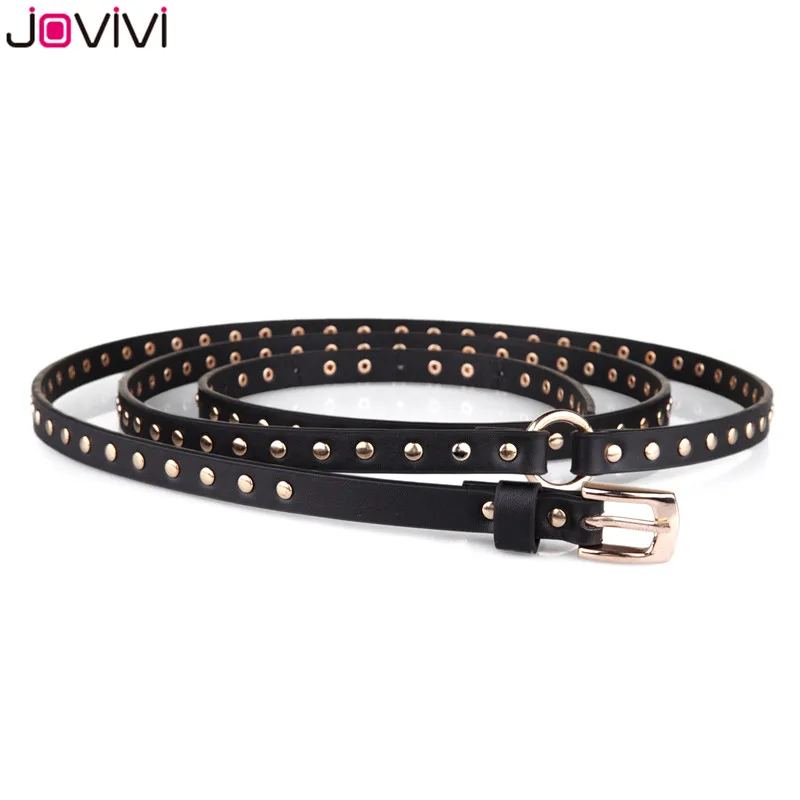 Jovivi 1 шт. Модный женский ремень панк ремни с заклепками аксессуары для талии тонкий кожаный пояс для женщин черный цвет
Jovivi 1 шт. Модный женский ремень панк ремни с заклепками аксессуары для талии тонкий кожаный пояс для женщин черный цвет