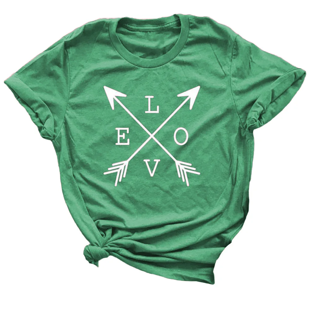 European and American Women's Top Valentine's Day Arrow Love Print Short Sleeve T-shirt Women Clothing 
European and American Women's Top Valentine's Day Arrow Love Print Short Sleeve T-shirt Women Clothing