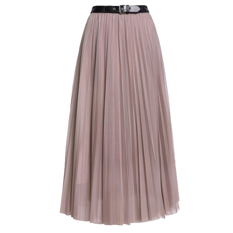 Solid Color Half Length Lady Black Pink Long Mesh Skirt 2021 Spring and Autumn New Fashion Women's High Waist Pleated Skirt
Solid Color Half Length Lady Black Pink Long Mesh Skirt 2021 Spring and Autumn New Fashion Women's High Waist Pleated Skirt