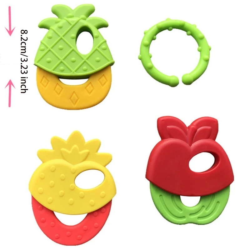 Baby Fruit Style Soft Rubber Rattle Teether Toy Newborn Chews Food Grade Silicone Teethers Infant Training Bed Chew Toys Kid | Мать и
