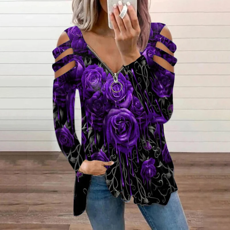 3D Floral Printed Women Vintage T-shirt Zipper V Neck Shirt Sexy Cut Out Long Sleeve Tee Tops For Female Loose Oversized S-5XL
3D Floral Printed Women Vintage T-shirt Zipper V Neck Shirt Sexy Cut Out Long Sleeve Tee Tops For Female Loose Oversized S-5XL