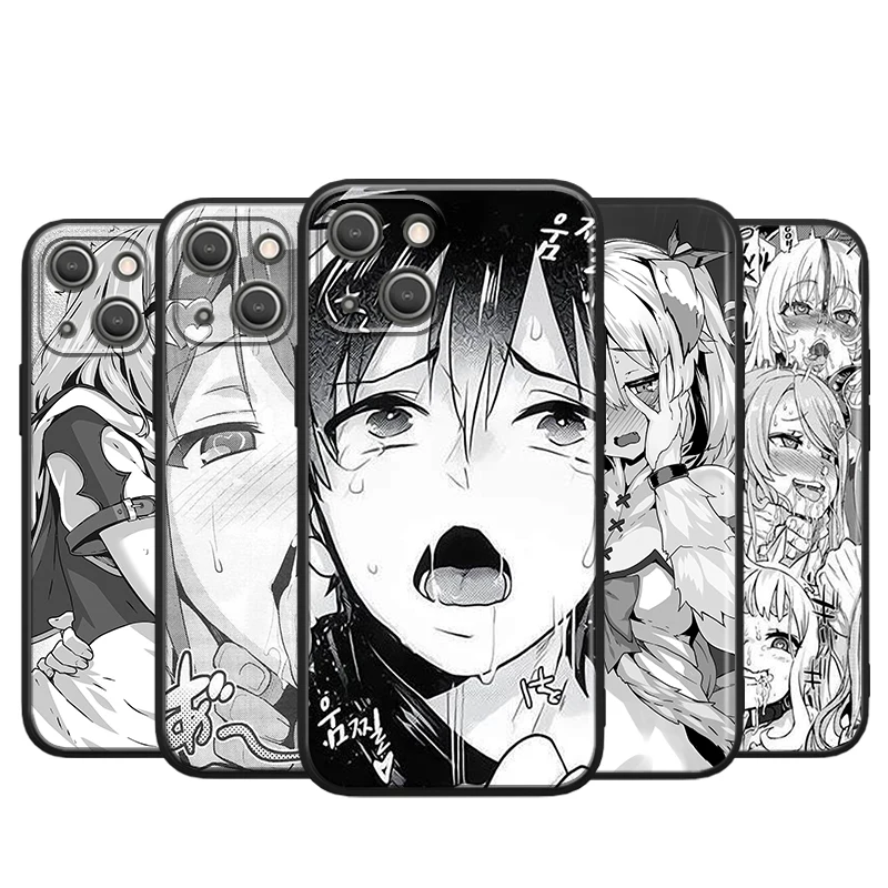 Ahegao Манга Девушка для Apple iPhone 13 12 11 Pro Max Mini XS X XR 6S 6 7 8 Plus 5S SE2020 мягкий черный чехол