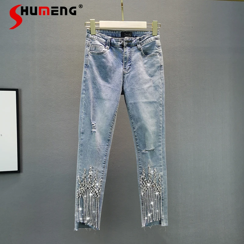 2021 Spring Summer Jeans for Women New European Stretchy Slim-Fit High Waist Rhinestone Skinny fashion Denim Pants
2021 Spring Summer Jeans for Women New European Stretchy Slim-Fit High Waist Rhinestone Skinny fashion Denim Pants