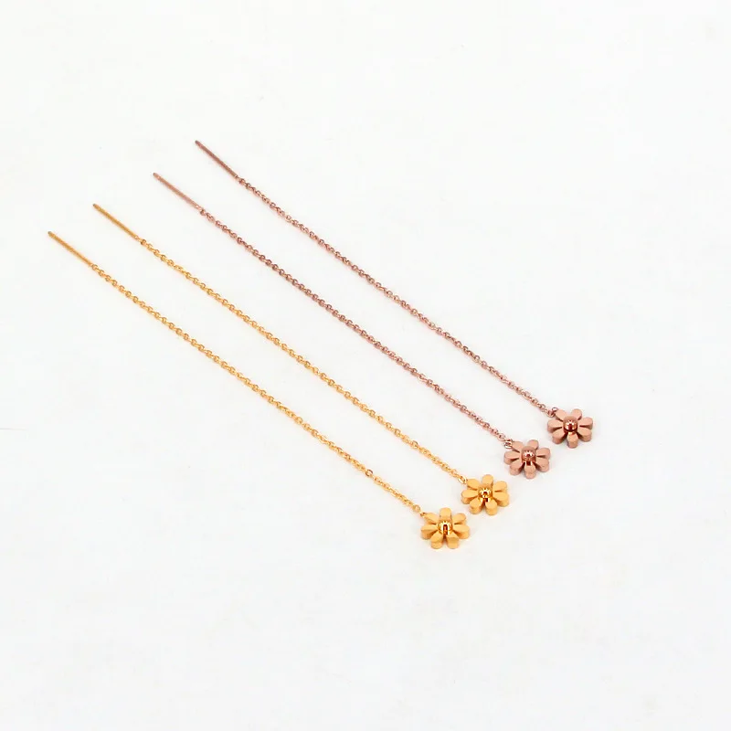 Fashion Stainless Steel Love Long Chain Tramline Daisy Flower Drop Earrings Rose Gold Color Female Girl Lady Party Gift
Fashion Stainless Steel Love Long Chain Tramline Daisy Flower Drop Earrings Rose Gold Color Female Girl Lady Party Gift