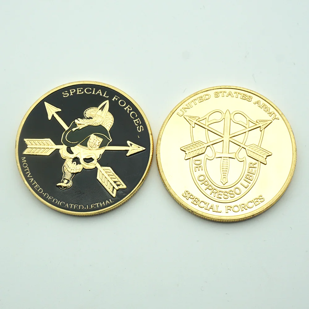 

USA Military Challenge Army Coin Metal Skull Green Beret Colorful Department Of State Free Eagle Liberty In God We Trust US Coin