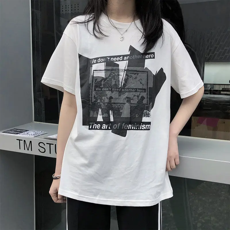 T-shirts Women Short Sleeve Print Loose O-neck Leisure Korean Style All-match High Quality Comfortable Simple Female Clothing
T-shirts Women Short Sleeve Print Loose O-neck Leisure Korean Style All-match High Quality Comfortable Simple Female Clothing