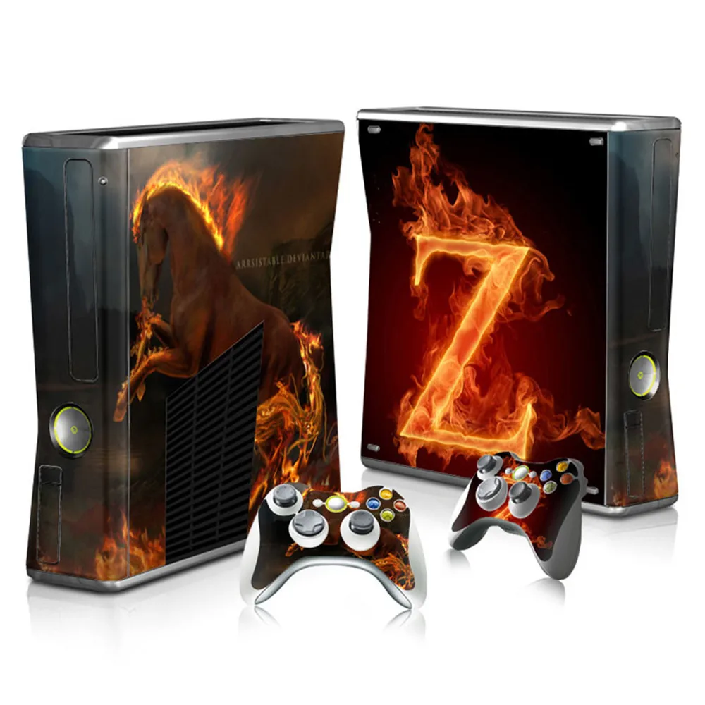 Skin Sticker Protector for Microsoft Xbox 360 Slim and 2 Controller Skins Stickers video games | Электроника