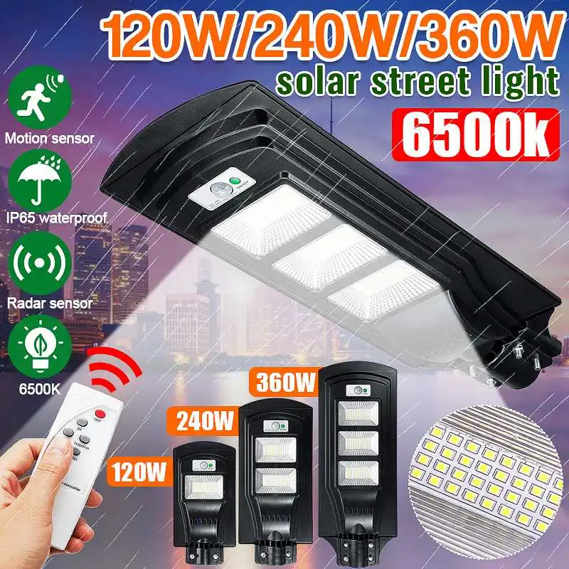 120/240/360W LED Solar Lamp Wall Street Light Super Bright Radar PIR Motion Sensor Security Lamp for Outdoor Garden
120/240/360W LED Solar Lamp Wall Street Light Super Bright Radar PIR Motion Sensor Security Lamp for Outdoor Garden