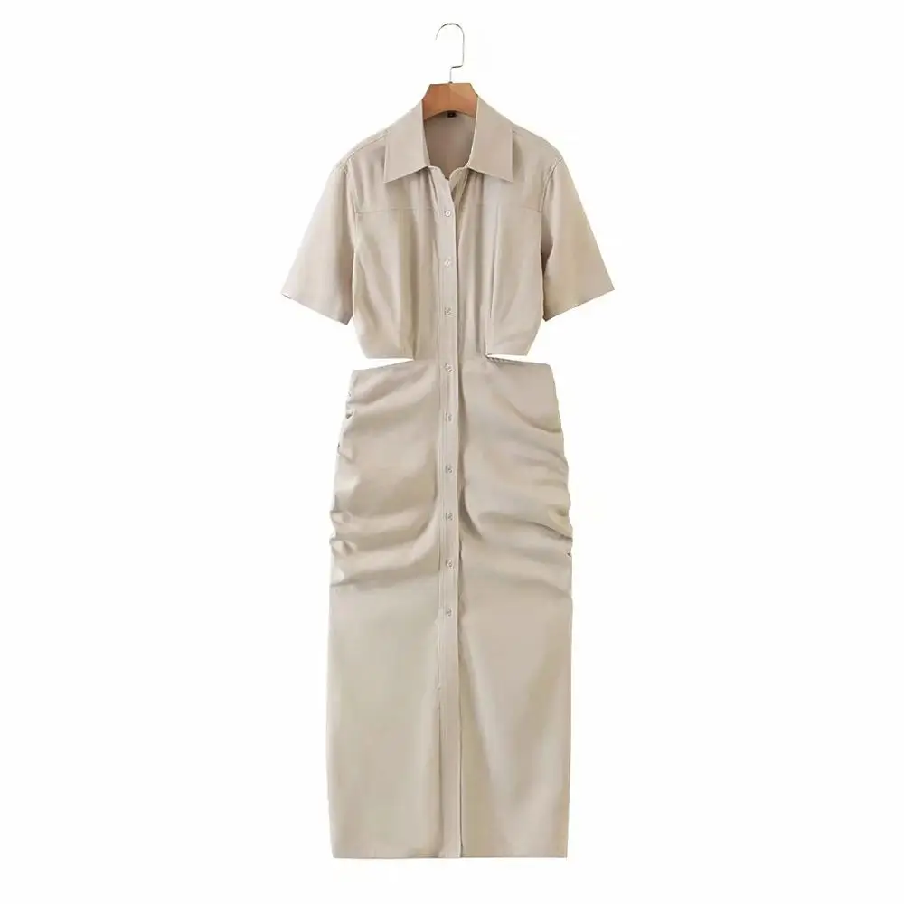 2021 Shirt Dress Women Waist Cut-out Short Sleeves Midi Dress Fashion Design Sexy Elegant Femme Robe Ropa Mujer Vestidos
2021 Shirt Dress Women Waist Cut-out Short Sleeves Midi Dress Fashion Design Sexy Elegant Femme Robe Ropa Mujer Vestidos