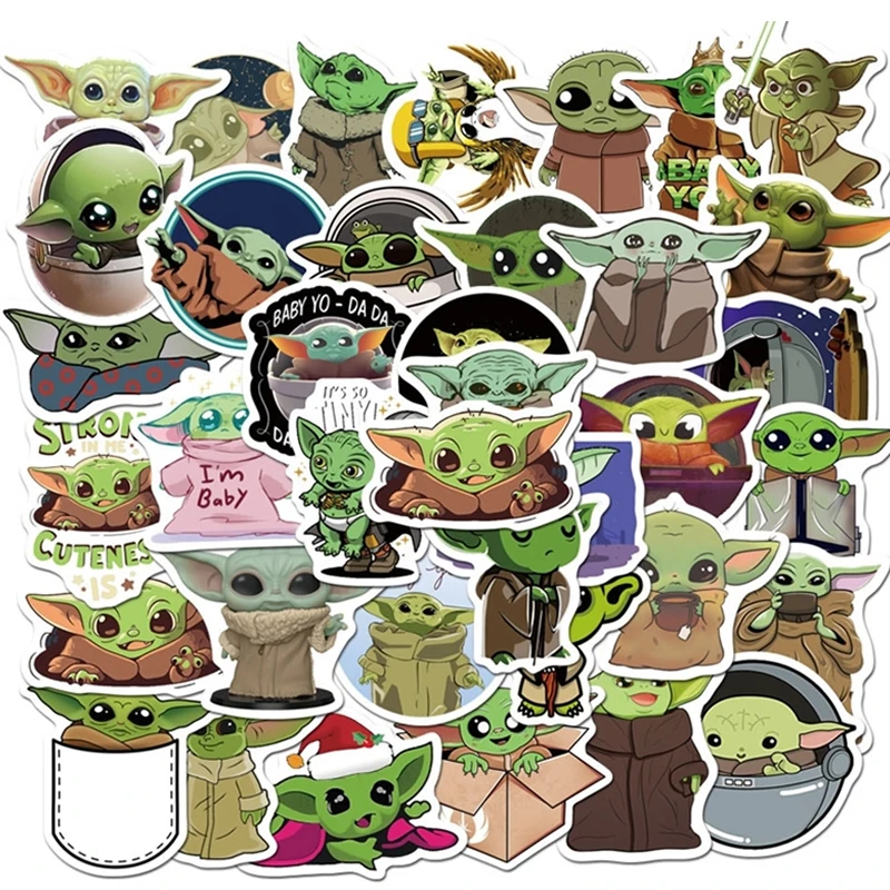 Стикеры Baby Yoda s Disney 50 шт. водонепроницаемые аниме Звездные войны скейтборд
