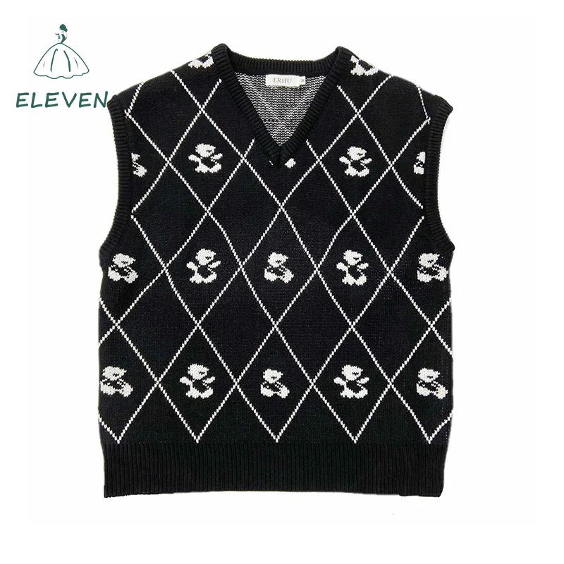Harajuku Style Retro Autumn and Winter Women's Sweater College Style Bear Jacquard Vest Plaid Top
Harajuku Style Retro Autumn and Winter Women's Sweater College Style Bear Jacquard Vest Plaid Top