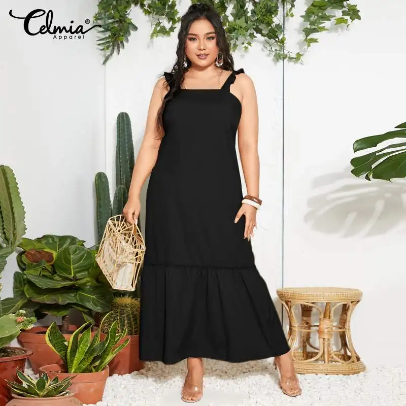 Casual Solid Loose Beach Vestido Women Maxi Dress Celmia Summer Sexy Ruffles Party Spaghetti Straps Long Sundress 2021 Plus Size
Casual Solid Loose Beach Vestido Women Maxi Dress Celmia Summer Sexy Ruffles Party Spaghetti Straps Long Sundress 2021 Plus Size