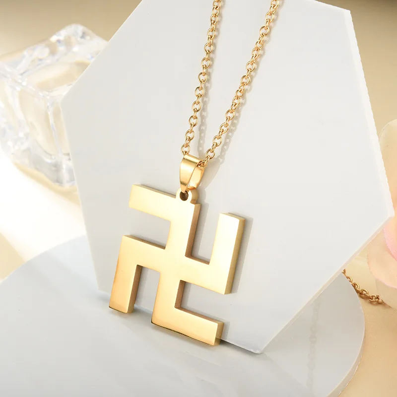 New Product Hot Sale Golden Swastika Stainless Steel Pendant Necklace Religious Icon Jewelry Gift
New Product Hot Sale Golden Swastika Stainless Steel Pendant Necklace Religious Icon Jewelry Gift