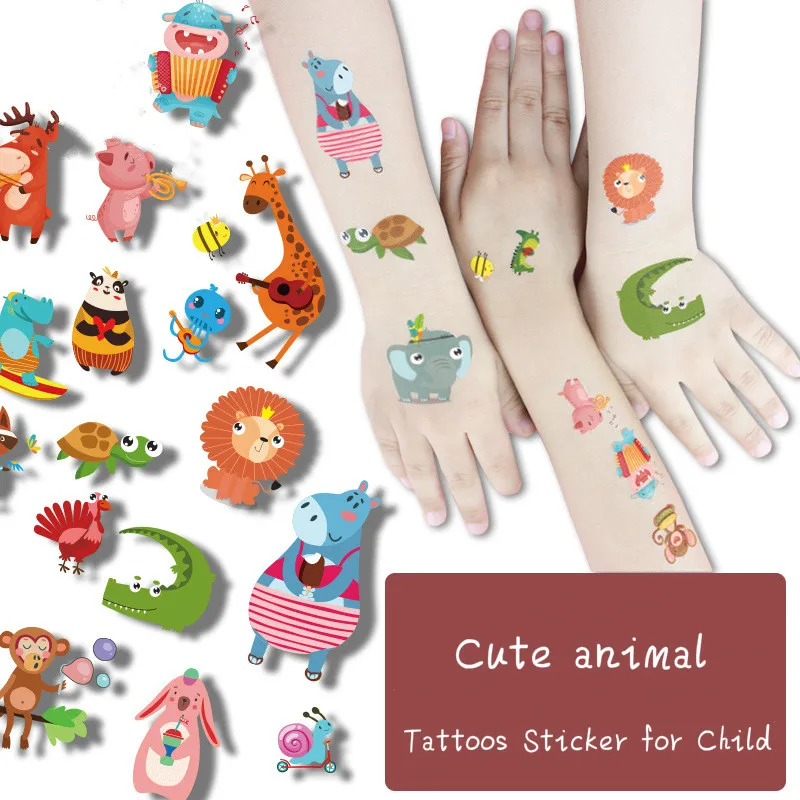Kids Tattoo Sticker Animals Cartoon Horse for Children Bear Lion Rainbow Cute | Красота и здоровье