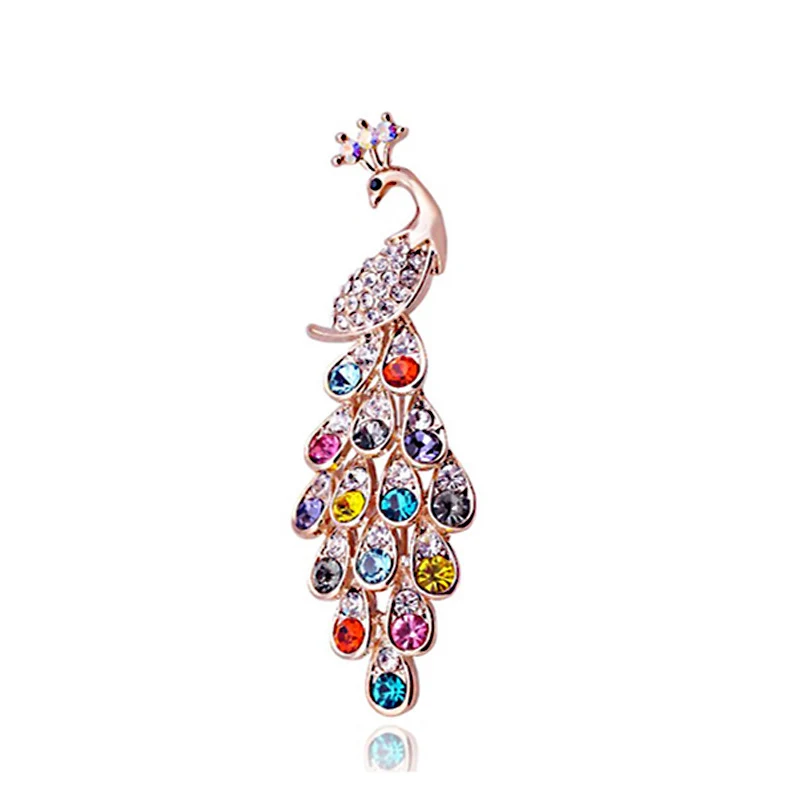 Classic Colorful Rhinestone Peacock Brooch for Women Dress Brooches Scarf Pins 18K Gold Plated Jewelry Wedding Bouquet Breastpin
Classic Colorful Rhinestone Peacock Brooch for Women Dress Brooches Scarf Pins 18K Gold Plated Jewelry Wedding Bouquet Breastpin