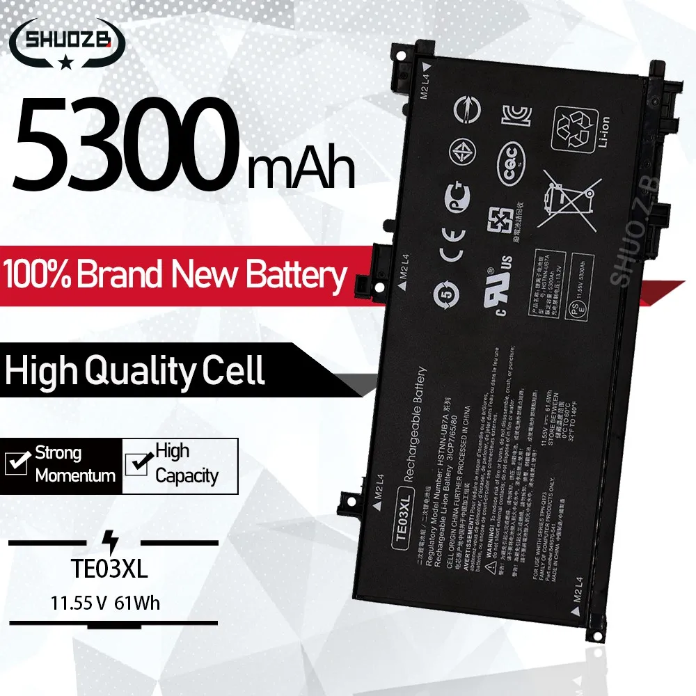 New TE03XL Laptop Battery For HP OMEN 15-bc011TX 15-bc012TX 15-bc013TX 15-AX015TX AX017TX TPN-Q173 HSTNN-UB7A 849910-850 SHUOZB
New TE03XL Laptop Battery For HP OMEN 15-bc011TX 15-bc012TX 15-bc013TX 15-AX015TX AX017TX TPN-Q173 HSTNN-UB7A 849910-850 SHUOZB