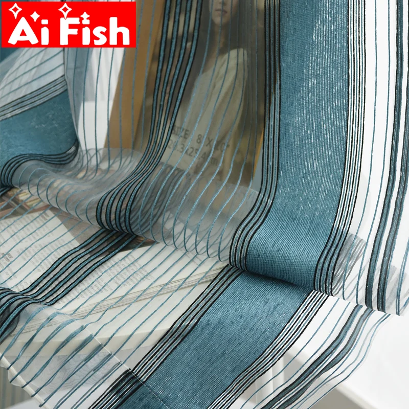 Chenille Blue Coffee Stripe Sheer Curtains For Kitchen Tulle Nordic simple Vertical Stripes Living Room Yarn Study Room M046-20
Chenille Blue Coffee Stripe Sheer Curtains For Kitchen Tulle Nordic simple Vertical Stripes Living Room Yarn Study Room M046-20