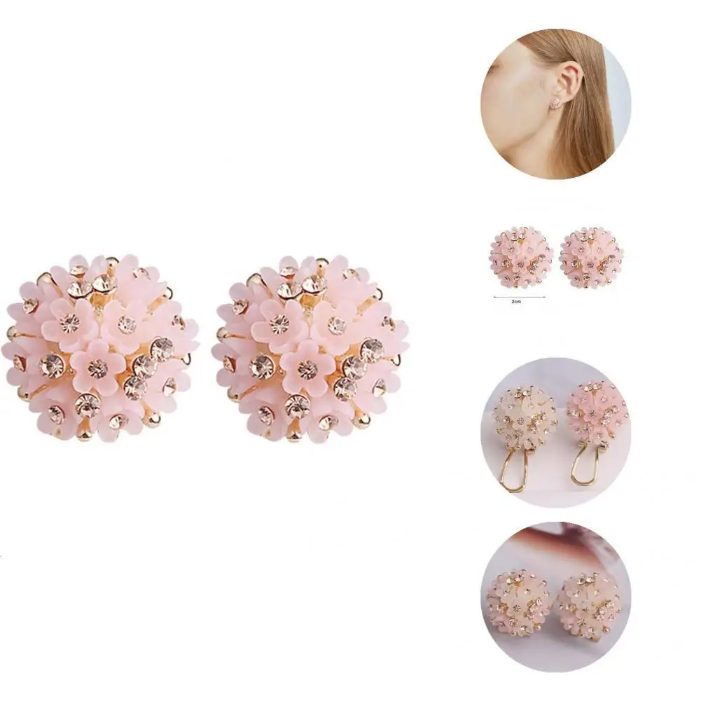 

Pretty Wedding Earrings Unique Design Long Lasting Rounded Corners Flower Ball Earrings Women Earrings Earrings 1 Pair