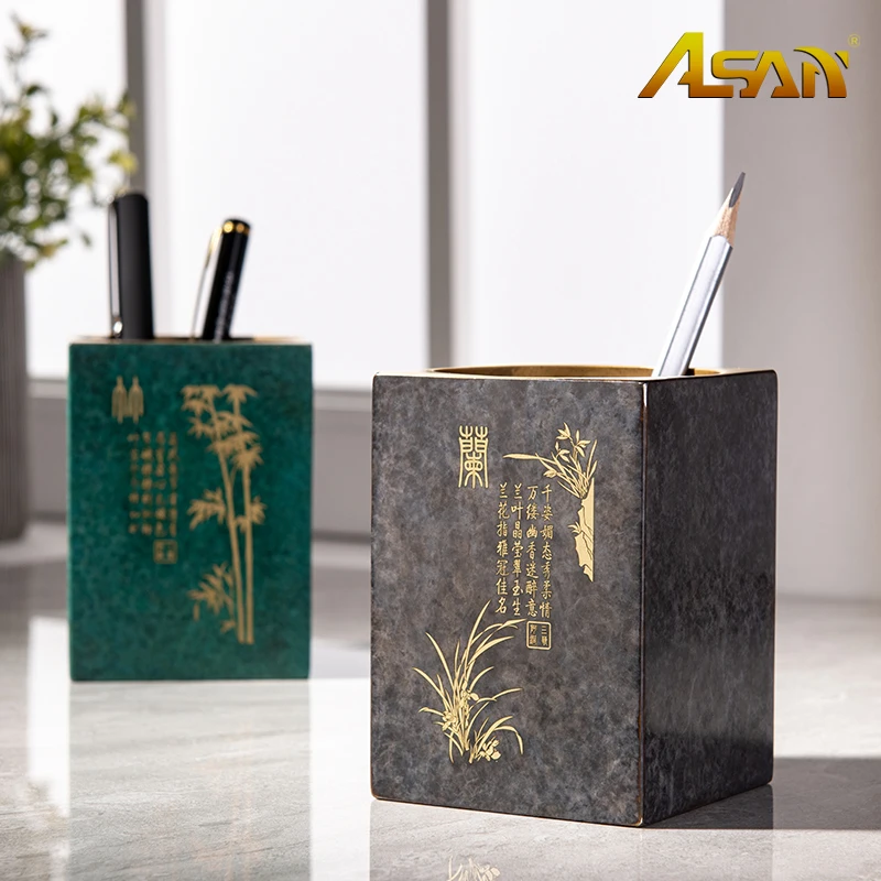 Asan Neo Chinese Style Pure Copper Brass Color Art Four Season Flower Theme Brush Pot Pen Container Home Office Decor Gift
Asan Neo Chinese Style Pure Copper Brass Color Art Four Season Flower Theme Brush Pot Pen Container Home Office Decor Gift