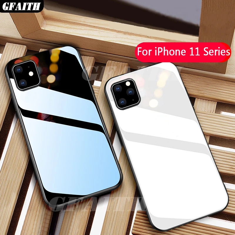 GFAITH для iPhone 11 Pro Max стеклянный чехол закаленный с мягкой рамкой Противоударная