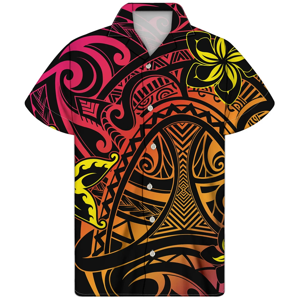

Новое поступление, мужская рубашка HYCOOL, летняя Высококачественная дышащая гавайская рубашка, полинезийская племенная повседневная мужска...