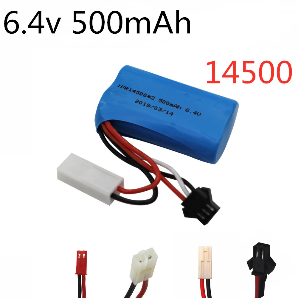 Литий ионная батарея 6 4 В 500 мАч 15C 14500 для Wltoys 18401 18402 RC игрушечная автомобиля