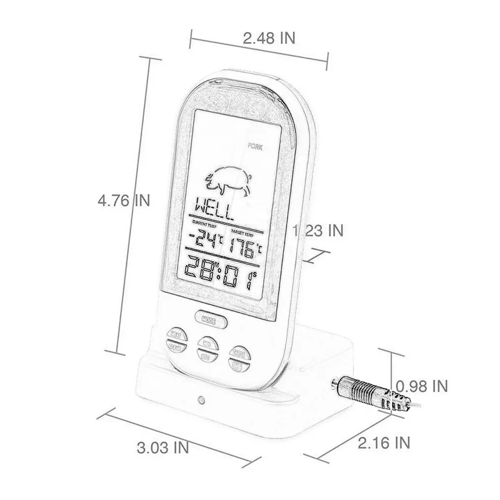 Black Wireless Digital LCD Display BBQ Thermometer Kitchen Barbecue Digital Probe Meat Thermometer BBQ Temperature Tool
Black Wireless Digital LCD Display BBQ Thermometer Kitchen Barbecue Digital Probe Meat Thermometer BBQ Temperature Tool