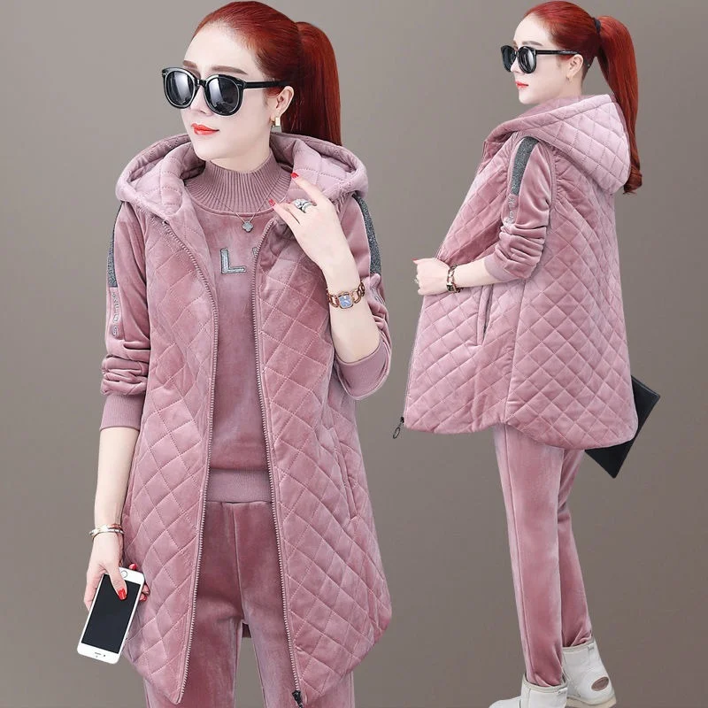 Autumn Winter Women 3 Piece Suits Fashion Elegant Suit Long Sleeve Top + Vest + High Waist Pants Suit Three Pieces Set X537
Autumn Winter Women 3 Piece Suits Fashion Elegant Suit Long Sleeve Top + Vest + High Waist Pants Suit Three Pieces Set X537