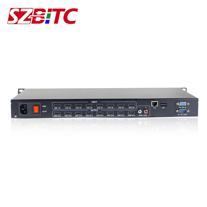 SZBITC 8x8 HDMI матричный коммутатор 4k видео 8 в Выход 3840*2160 3D EDID TCP/IP кнопка