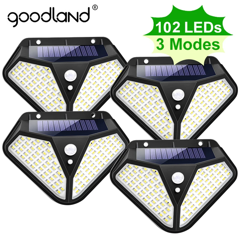 Goodland 102 100 LED Solar Light Outdoor Solar Lamp Powered Sunlight 3 Modes PIR Motion Sensor for Garden Decoration Wall Street
Goodland 102 100 LED Solar Light Outdoor Solar Lamp Powered Sunlight 3 Modes PIR Motion Sensor for Garden Decoration Wall Street