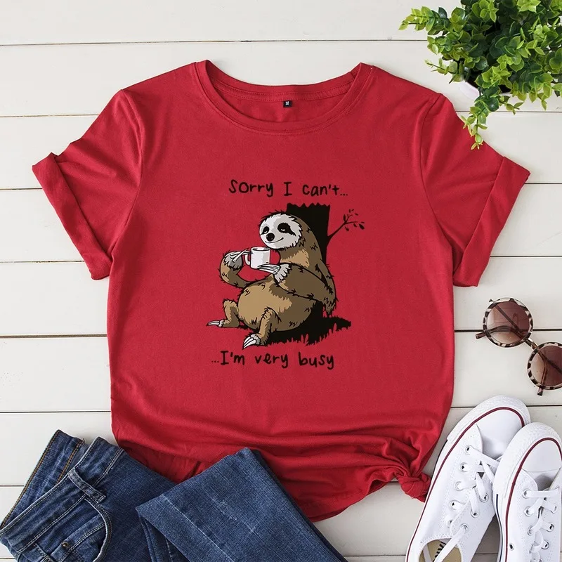 Women's T-shirt Summer Short Sleeve Pure Cotton Loose Cute Lazy Print Funny Casual O-neck Women's T-shirt Design Sense Top 2021
Women's T-shirt Summer Short Sleeve Pure Cotton Loose Cute Lazy Print Funny Casual O-neck Women's T-shirt Design Sense Top 2021