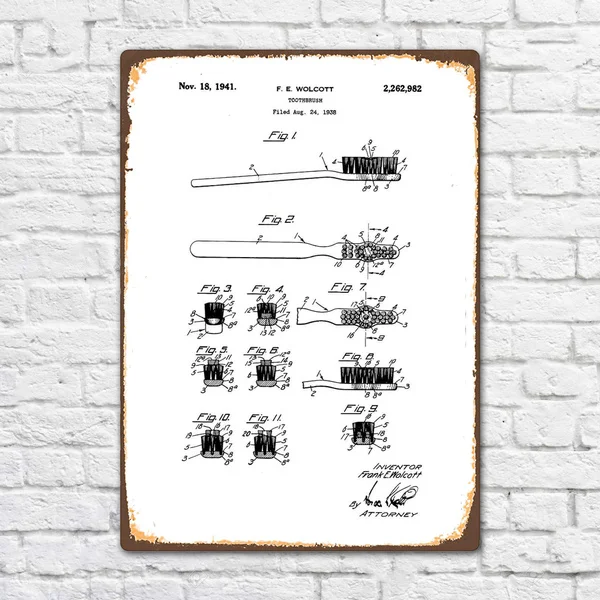 Toothbrush Patent Vintage Retro Metal Tin Sign Metal Sign Wall Art Bathroom Decor Fashion Art Decor Poster
Toothbrush Patent Vintage Retro Metal Tin Sign Metal Sign Wall Art Bathroom Decor Fashion Art Decor Poster