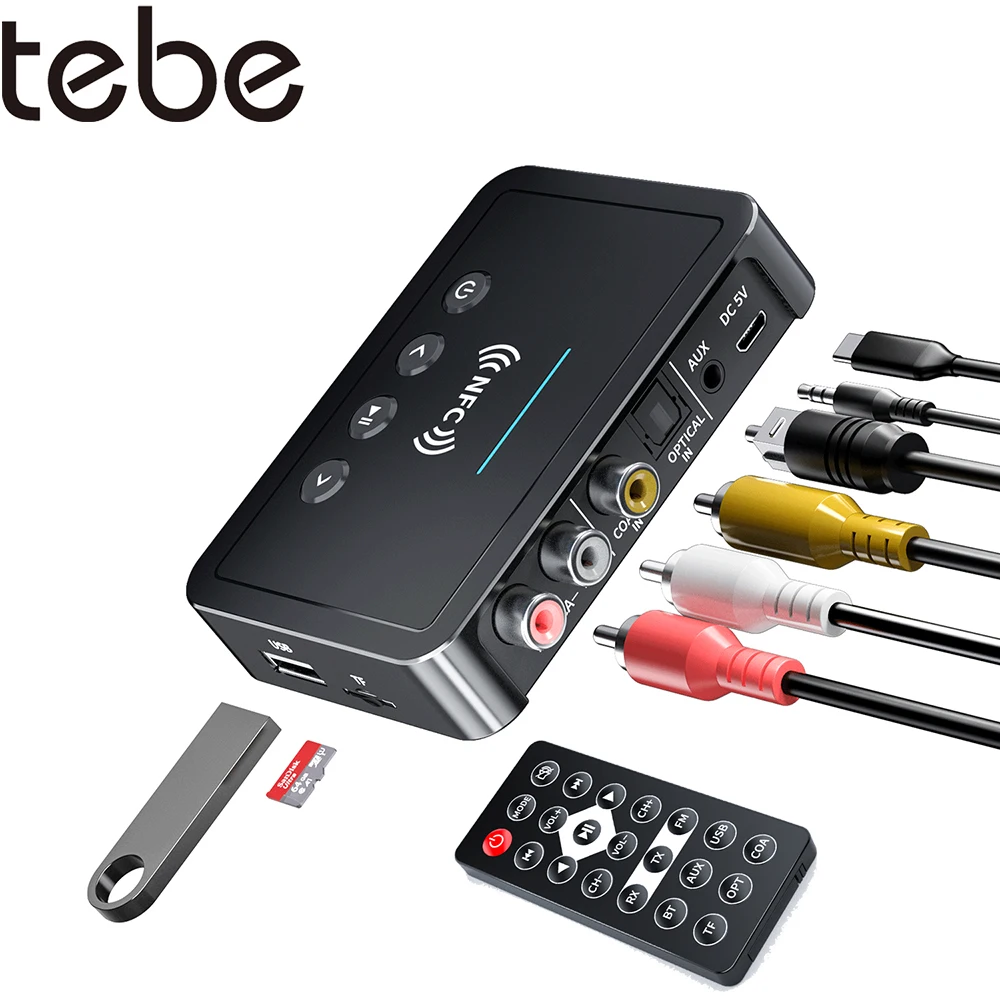 Аудиоадаптер tebe NFC Bluetooth 5 0 3 мм Aux RCA SPDIF беспроводной FM-приемник передатчик