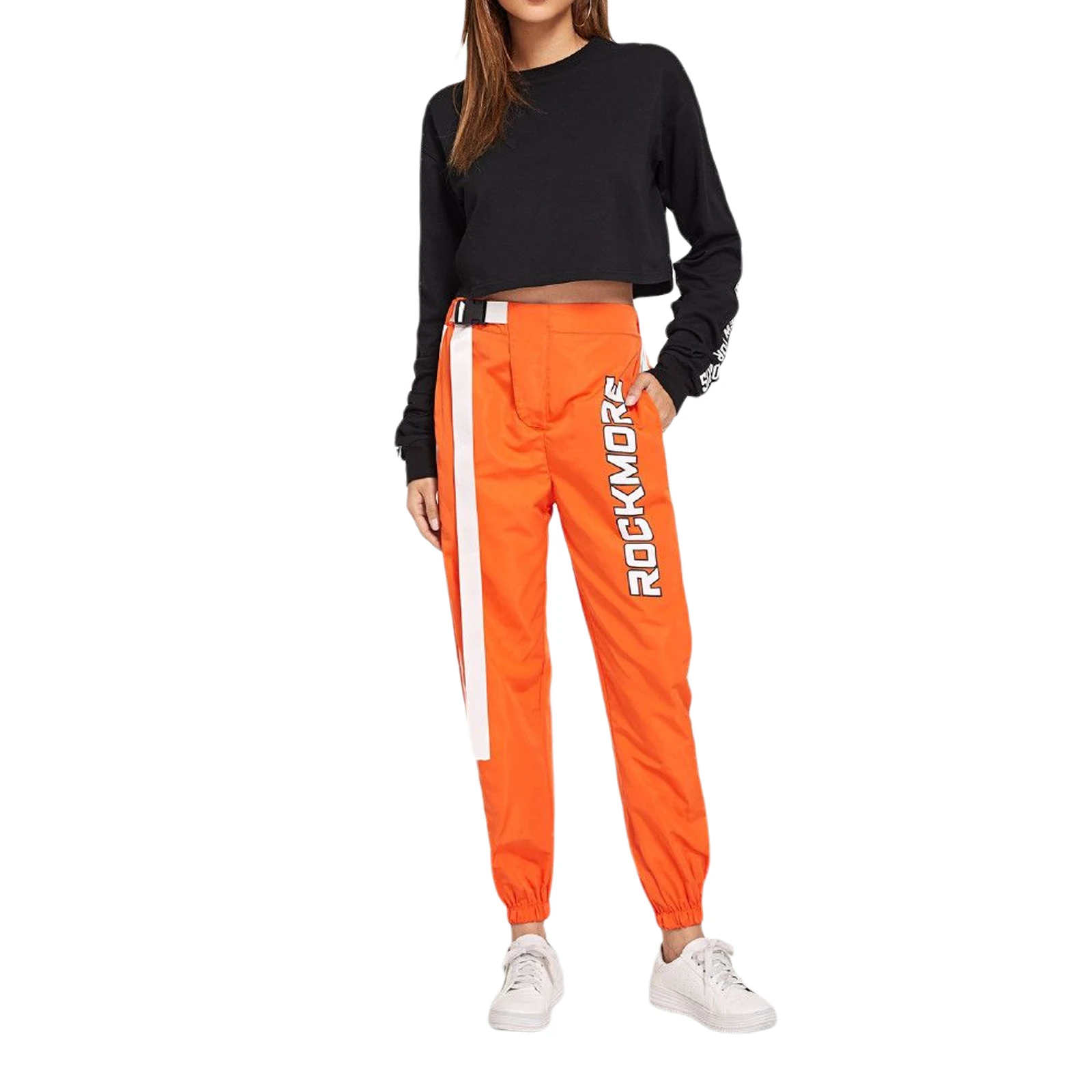 Женские спортивные штаны с завышенной талией и боковыми пряжками
Женские спортивные штаны с завышенной талией и боковыми пряжками