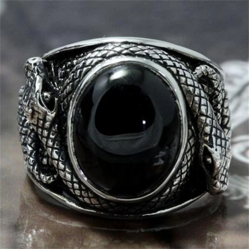 Retro fashion men domineering inlaid black gemstone ring men's personality serpentine winding ring wholesale
Retro fashion men domineering inlaid black gemstone ring men's personality serpentine winding ring wholesale