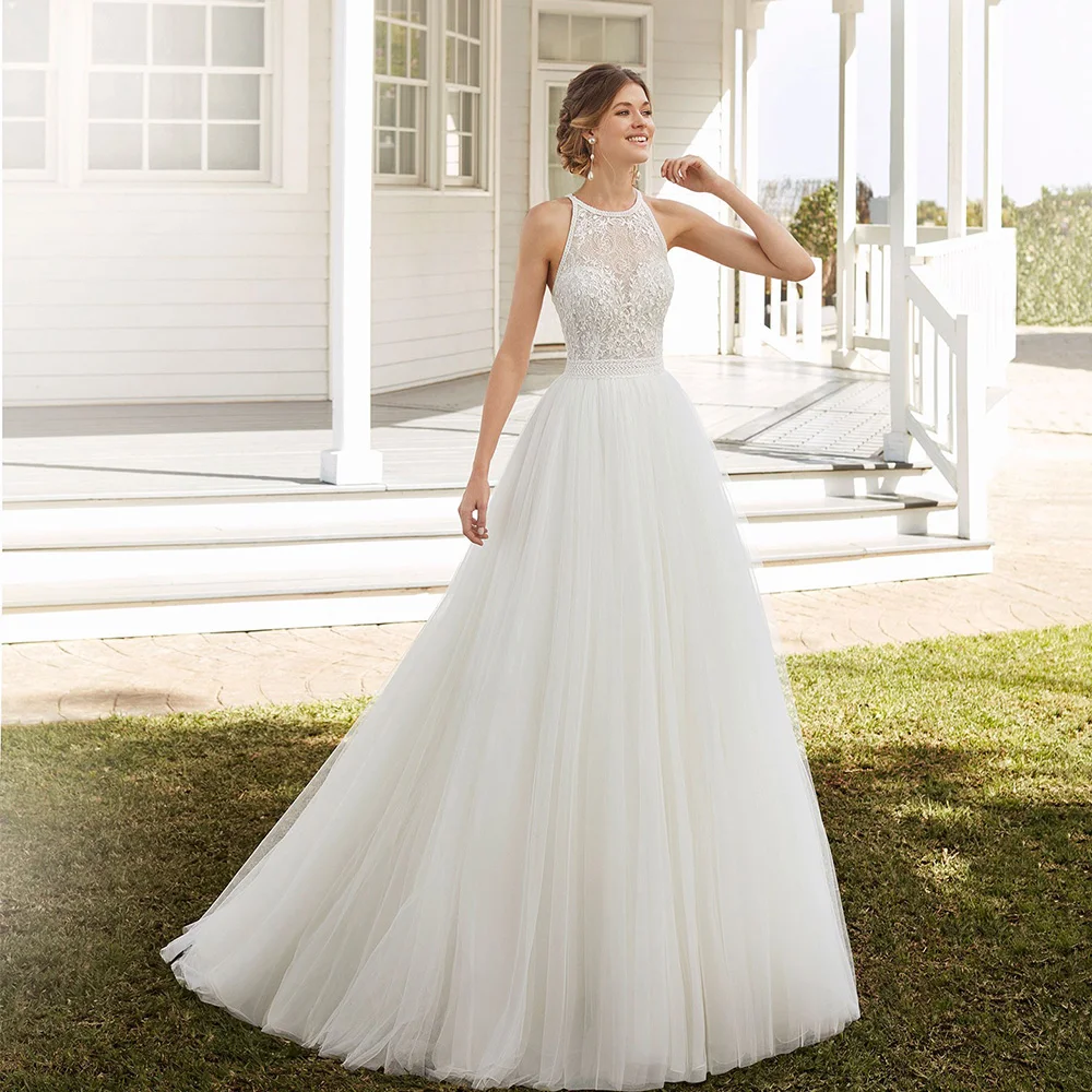 Bohemian Wedding Dresses A Line O Neck Backless Fashion Sleeveless Bridal Gown Robe De Novia Floor Length Tulle White Ivory
Bohemian Wedding Dresses A Line O Neck Backless Fashion Sleeveless Bridal Gown Robe De Novia Floor Length Tulle White Ivory