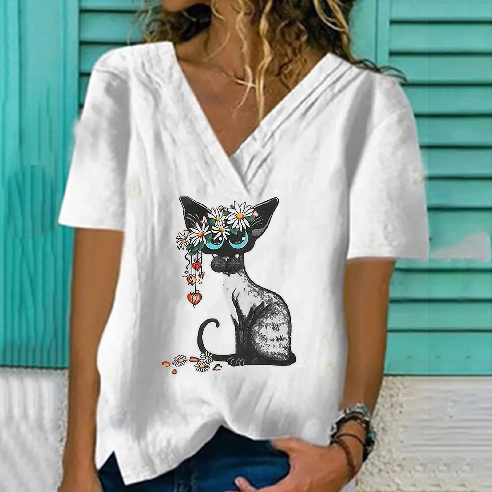 Woman Tshirts Plus Size Graphic T Shirts Women Tops Casual Temperament Set Head V-neck Loose Type T-shirt Mujer Camisetas
Woman Tshirts Plus Size Graphic T Shirts Women Tops Casual Temperament Set Head V-neck Loose Type T-shirt Mujer Camisetas