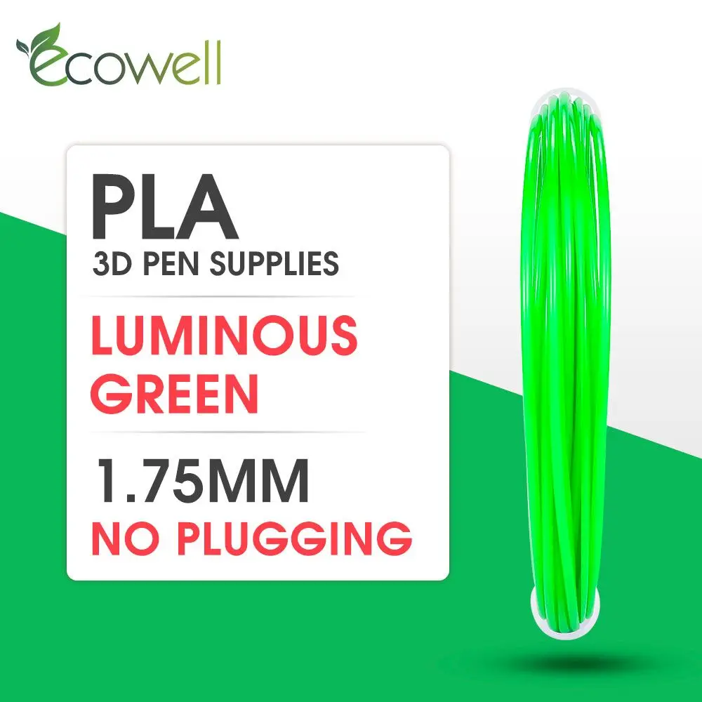 Ecowell 1pcs Luminous Green 1.75mm*5M PLA Filament plastic filament 3D Printing Material 3D pen filament for 3D printing pen
Ecowell 1pcs Luminous Green 1.75mm*5M PLA Filament plastic filament 3D Printing Material 3D pen filament for 3D printing pen