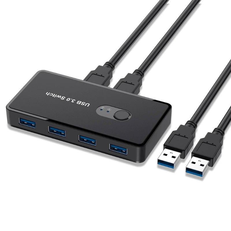 USB 3.0 KVM Switch Selector 4 Ports for 2 Computers Switcher Selector Adapter Hub for PC Printer Scanner One Button Easy
USB 3.0 KVM Switch Selector 4 Ports for 2 Computers Switcher Selector Adapter Hub for PC Printer Scanner One Button Easy