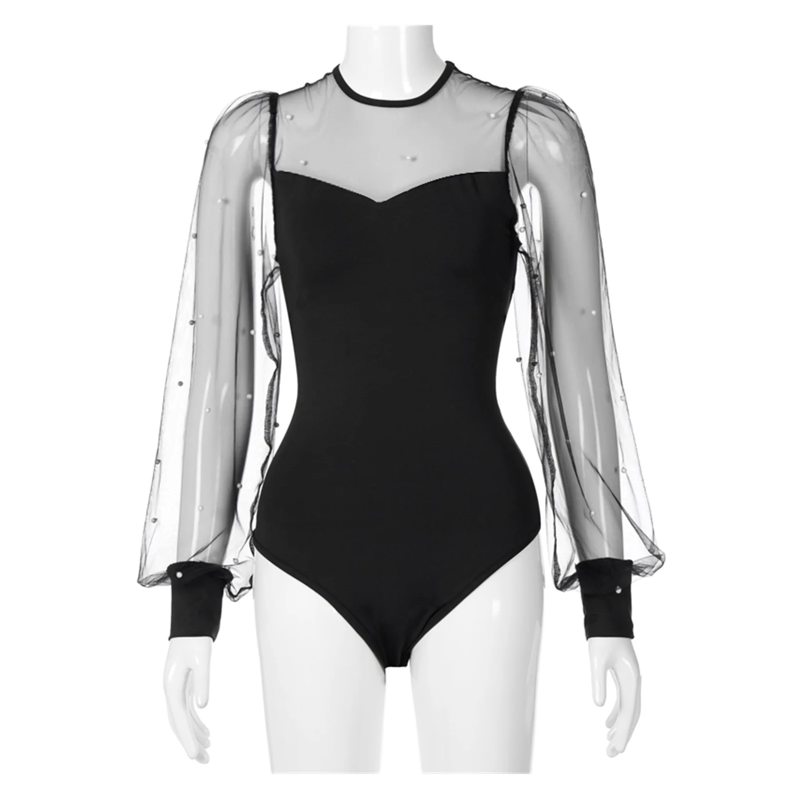 2021NEW Pearl Mesh Puff Sleeve Bodysuit Tops Women 2021 Long Sleeve Bodycon Vintage Bodysuits Summer Autumn Elegant Sexy Body
2021NEW Pearl Mesh Puff Sleeve Bodysuit Tops Women 2021 Long Sleeve Bodycon Vintage Bodysuits Summer Autumn Elegant Sexy Body