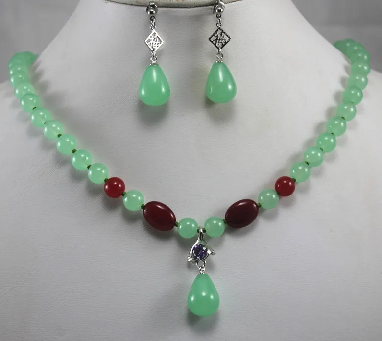 Hot sell free shipping ~~ 2 styles! Wholesale 8mm light green/red wonderful necklace+ 2 styles earring&pendant necklac 
Hot sell free shipping ~~ 2 styles! Wholesale 8mm light green/red wonderful necklace+ 2 styles earring&pendant necklac