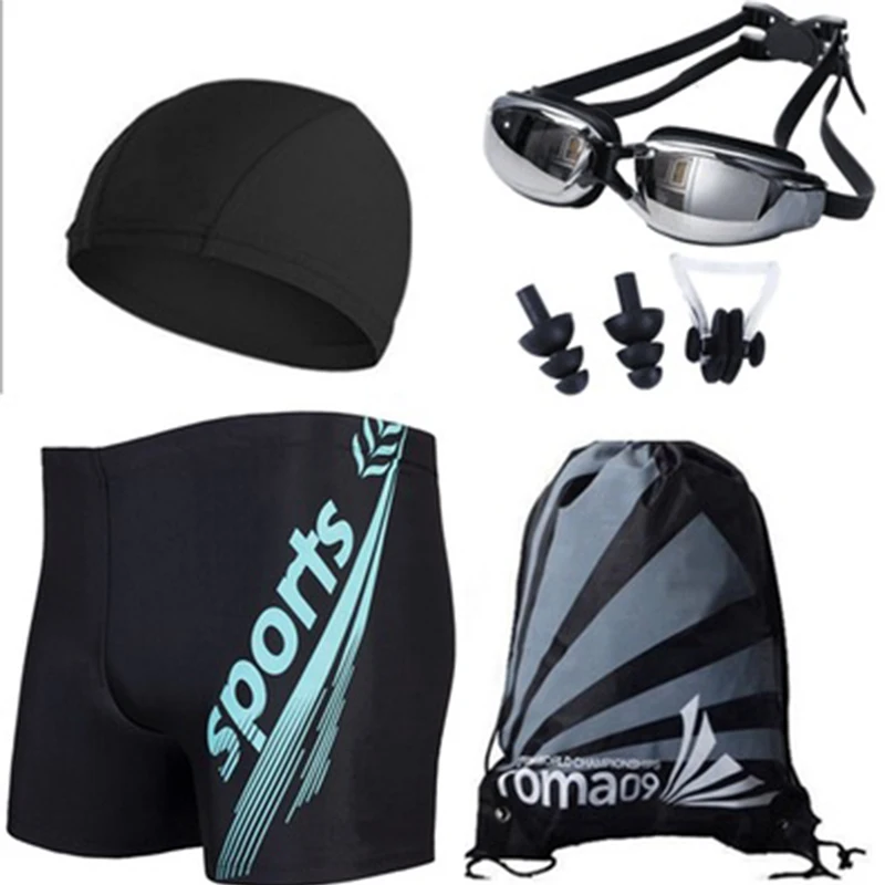 2021 New Men's Swimming Trunks, Swimming Cap, Goggles, Myopia, Flat Angle, Large Size Swimming Suit, Hot Spring 5-piece Set
2021 New Men's Swimming Trunks, Swimming Cap, Goggles, Myopia, Flat Angle, Large Size Swimming Suit, Hot Spring 5-piece Set