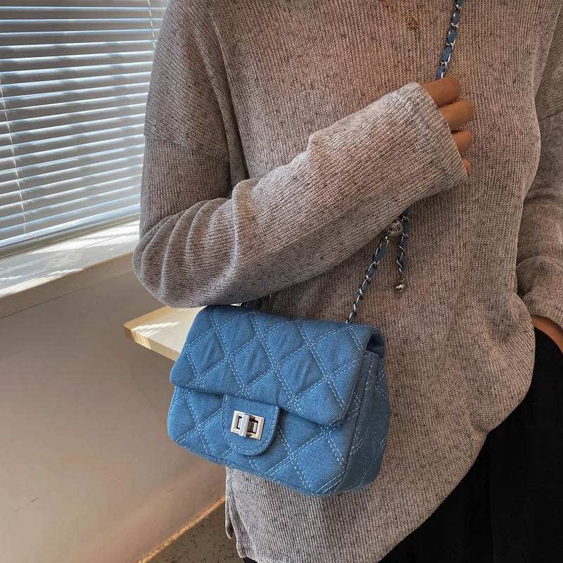 Women's Mini Denim Quilted Crossbody Bag with Chain Belt 2021 Winter Branded Fashion Simple Shoulder Handbags and Purses
Women's Mini Denim Quilted Crossbody Bag with Chain Belt 2021 Winter Branded Fashion Simple Shoulder Handbags and Purses