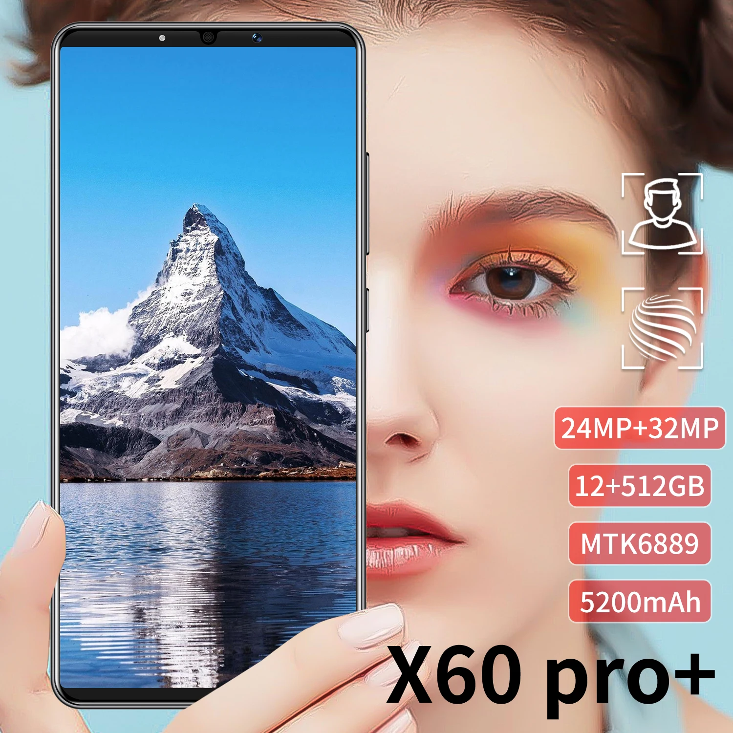 X60 Pro+ 6.1Inch Smartphone Screen Memory 12+512G Android 10 Dual SIM Card 5G Face Unlock Camera 5200mAh Battery cellphones
X60 Pro+ 6.1Inch Smartphone Screen Memory 12+512G Android 10 Dual SIM Card 5G Face Unlock Camera 5200mAh Battery cellphones