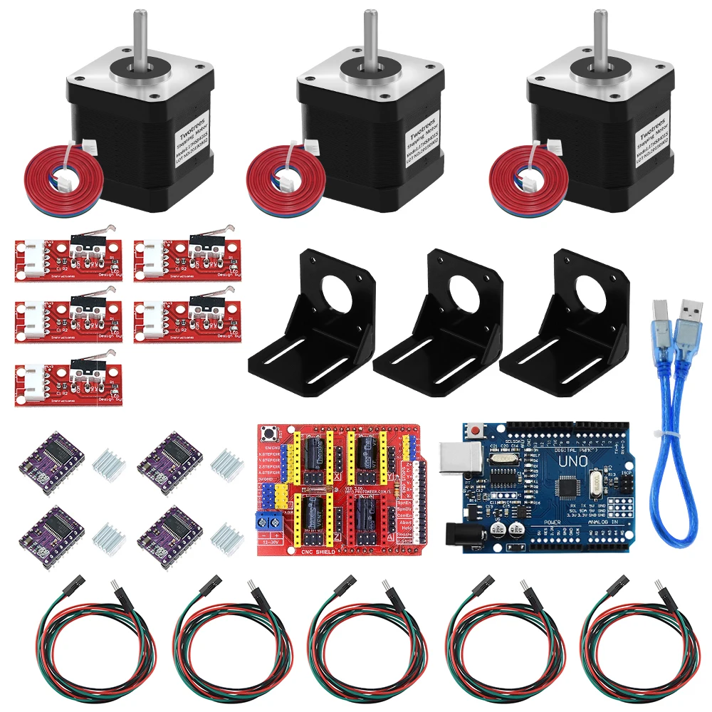 3D Printer CNC Kit,for Arduino GRBL Shield+UNO R3 Board+RAMPS 1.4 Mechanical Switch Endstop+DRV8825 Motor Driver+Nema 17 motor
3D Printer CNC Kit,for Arduino GRBL Shield+UNO R3 Board+RAMPS 1.4 Mechanical Switch Endstop+DRV8825 Motor Driver+Nema 17 motor