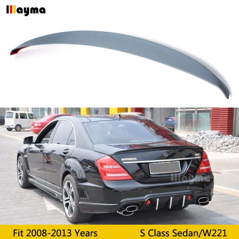 Спойлер для заднего крыла в стиле AMG из ПУ матового серого цвета Benz S class S350 S400 S500 2008