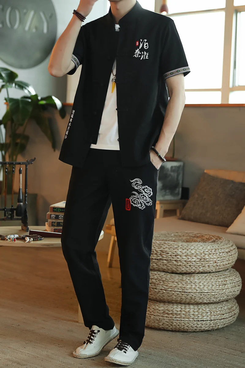 Men Summer Clothes Linen Shirt Shorts Set Breathable Tracksuit Men Fashion Streetwear Solid Color Short-sleeved Tshirt Men Sets 
Men Summer Clothes Linen Shirt Shorts Set Breathable Tracksuit Men Fashion Streetwear Solid Color Short-sleeved Tshirt Men Sets