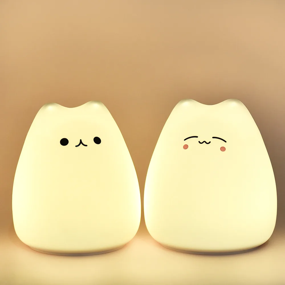 Little cute cat silicone lamp children bedroom LED eye protection table lamp colorful color-changing silicone night light
Little cute cat silicone lamp children bedroom LED eye protection table lamp colorful color-changing silicone night light