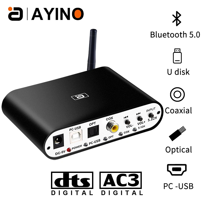 DA615U 5.1CH аудио декодер Bluetooth 5,0 приемник DAC беспроводной аудио адаптер для 5.1канального усилителя оптический коаксиальный U play
DA615U 5.1CH аудио декодер Bluetooth 5,0 приемник DAC беспроводной аудио адаптер для 5.1канального усилителя оптический коаксиальный U play