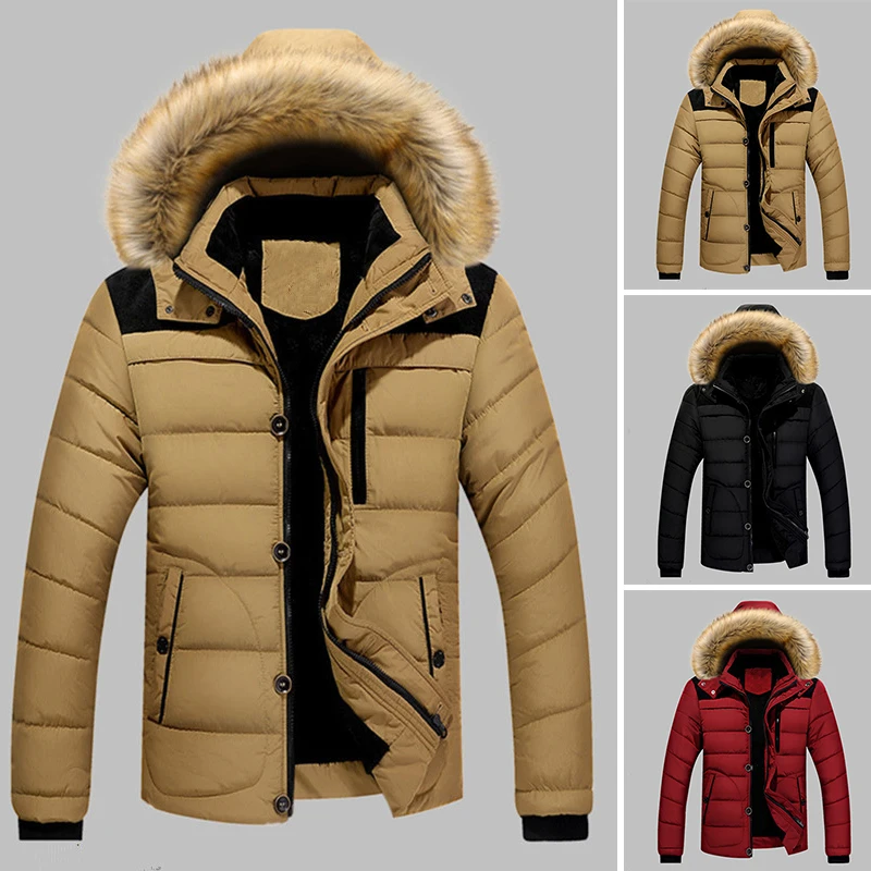 Oversize Men Thicken Warm Winter Jacket Hooded Fur Collar Zipper Casual Fashion Classic Solid Wadded Jacket
Oversize Men Thicken Warm Winter Jacket Hooded Fur Collar Zipper Casual Fashion Classic Solid Wadded Jacket
